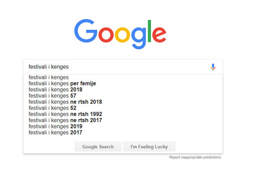 Kërkimi me një fjalë kyçe në Google